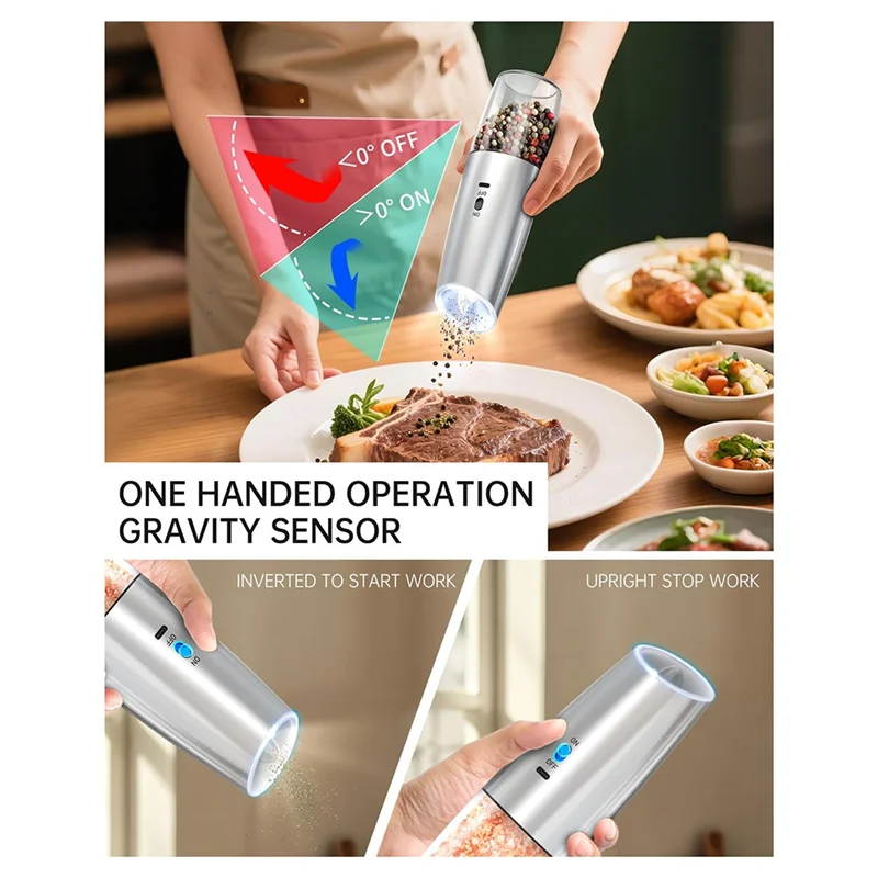 B59B-Elektrische zout- en pepermolenset Oplaadbare zout- en pepermolenset Elektrische zout- en pepermolens