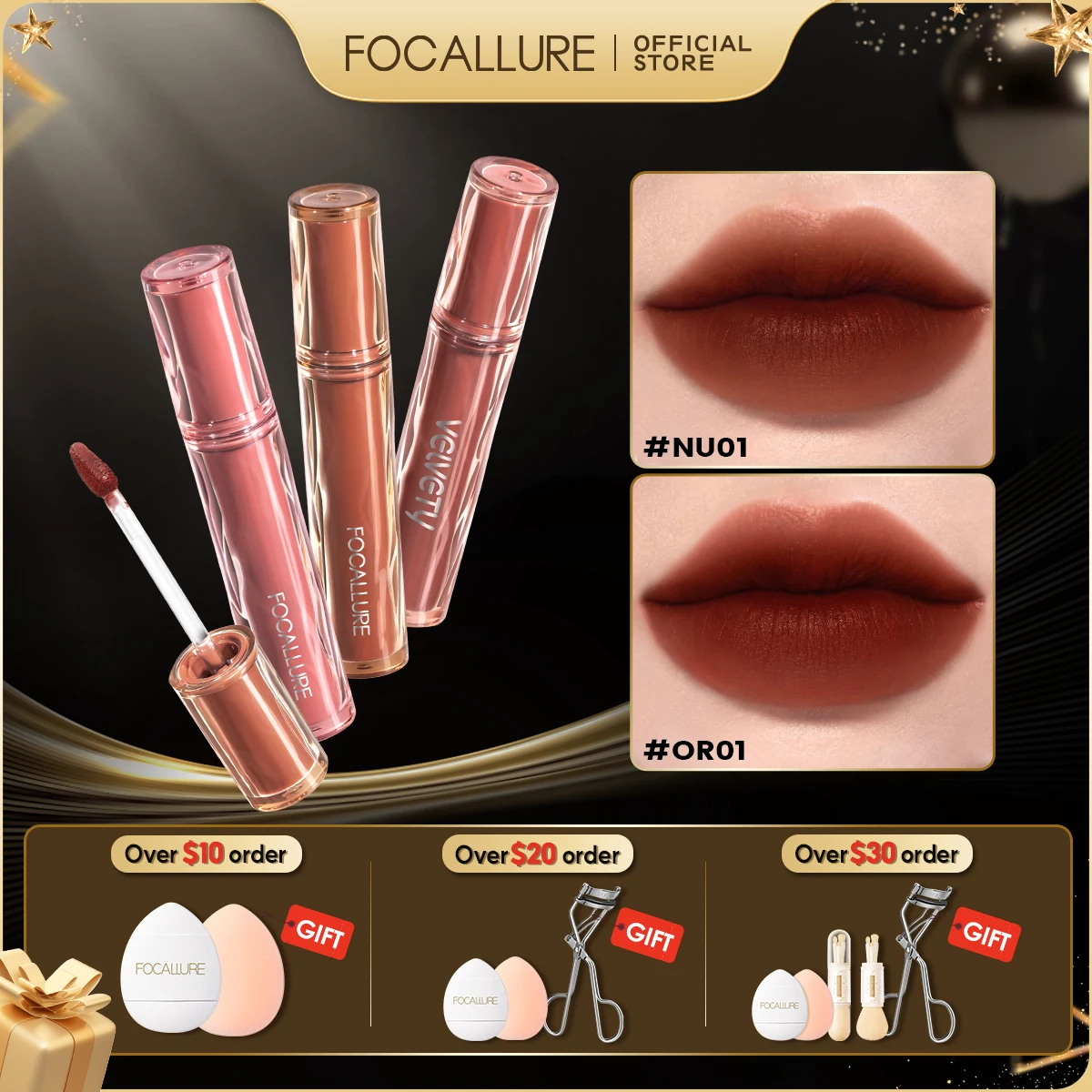 FOCALLURE Velvet Matte Lip Gloss Silky-smooth Long-lasting Liptint Moisturizing Liquid Lipstick Cream Lip Glaze Makeup Cosmetics