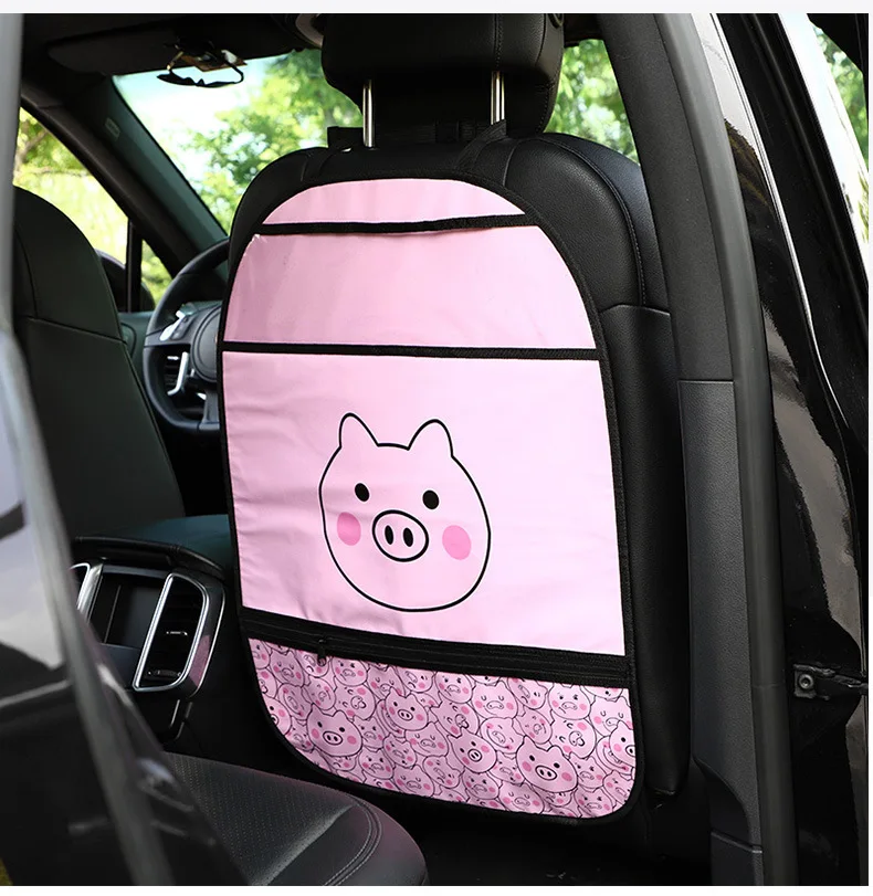 Cute Car Seat Back Cover Protector for Kids Children Baby PU Leather Cartoon Waterproof Touch Screen Anti-kick Mat Storage Bag