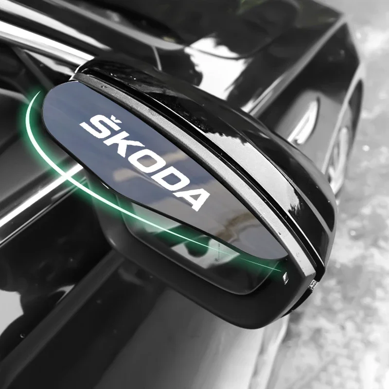 

2pcs Car Rear View Side Mirror Rain Board Eyebrow Guard Sun Visor For Skoda Octavia RAPID Superb Fabia Kodiaq Kamiq Karoq