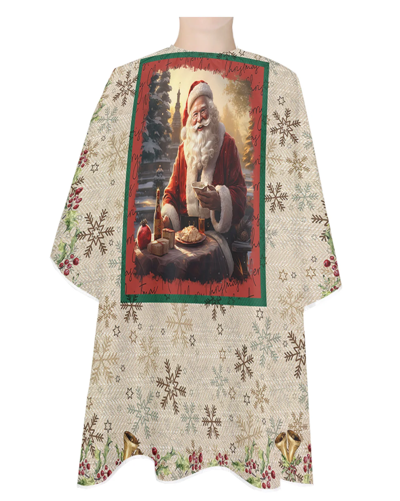 Christmas Santa Claus Snowflakes Barber Apron Waterproof Beauty Salon Hairdressing Apron Hairdresser Cape Apron