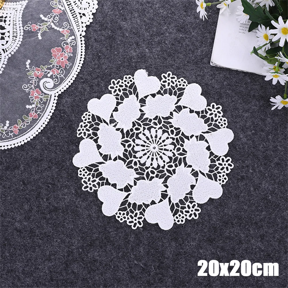 Round Lace Doilies Crochet Lace Placemat Napkin Placemat Cup Dish Coaster Table Place Mat Tea Glass Pad Doily Kitchen Handmade