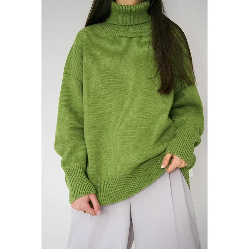 turtleneck sweater Europe, America 2025 autumn and winter comfortable loose classic versatile temperament pullover sweater