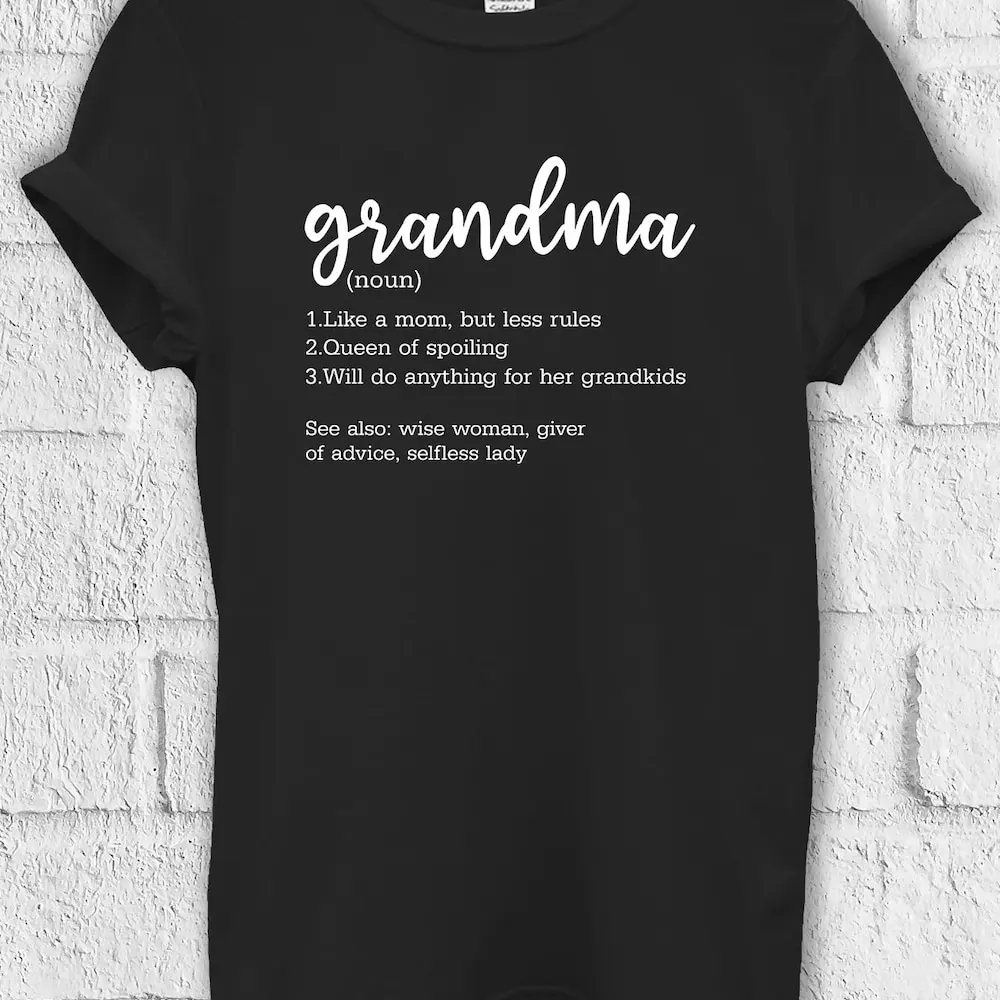 Grandma Definition T Shirt Grandmother Sweat Baseball Pullover Baggy Boyfriend 3378