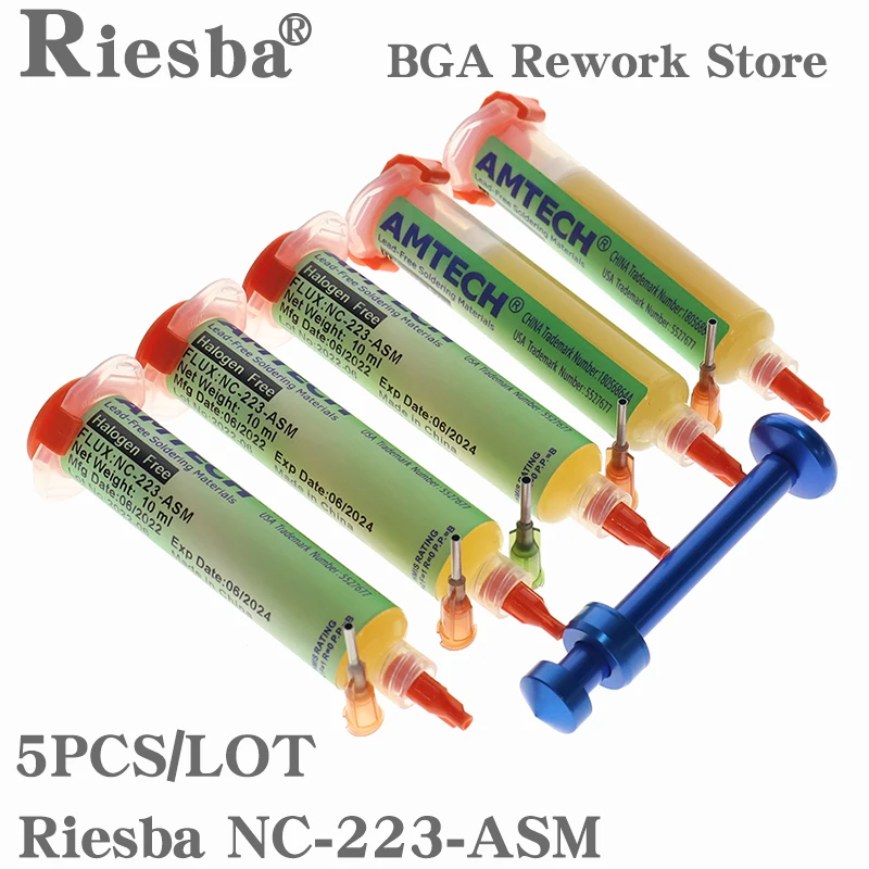 

Solder paste 100% AMTECH NC-223-ASM flux solder no-clean low smoke BGA soldering station commonly used flux