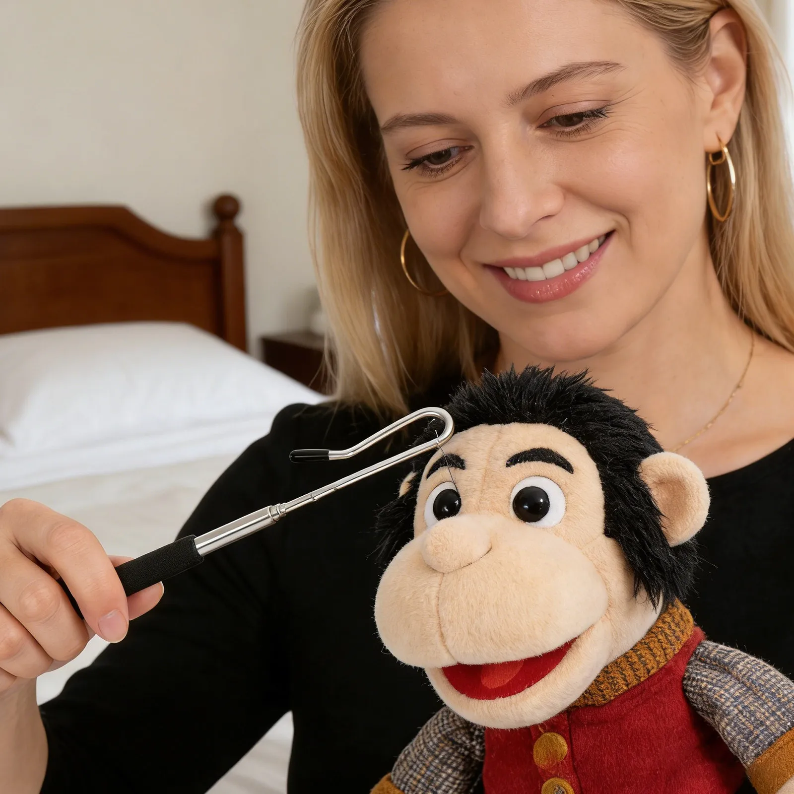 

2 шт. пальчиковые куклы-марионетки с прочными стержнями управления, устойчивые к разрывам, с гладким текстурированным покрытием, легко крепятся, инструмент для манипуляции снизу