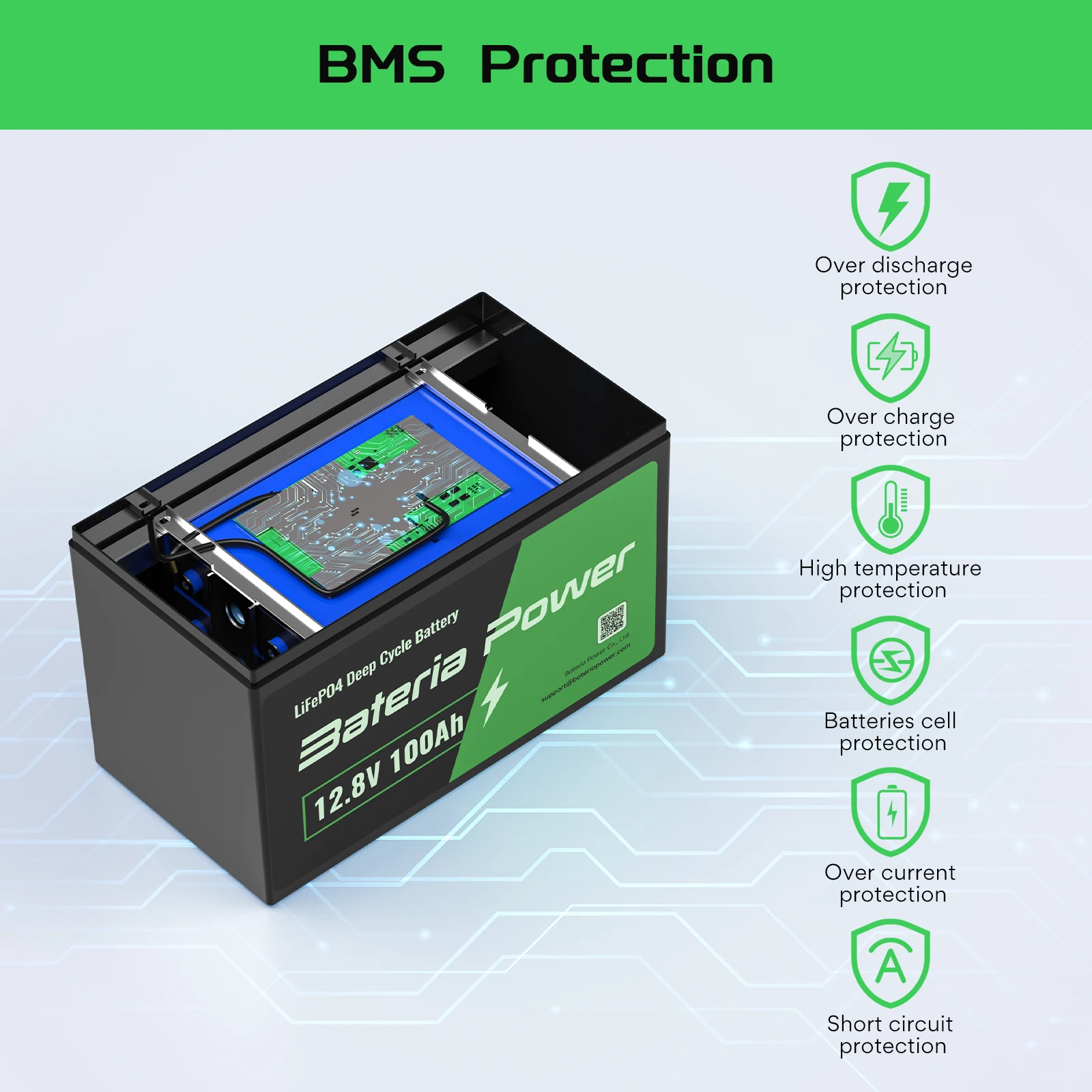 12.8V 100Ah LiFePO4 Battery Lithium Battery Built-in 100A BMS,Up to 8000 Deep Cycles, Perfect for RV, Marine,Home Energy Storage