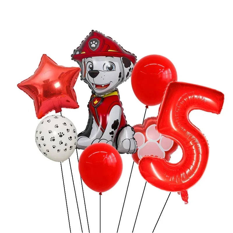 7pcs Paw Patrol Party Balloon Figure Sky Chasing Marshall Dog Aluminum Film Balloon Boy Girl Birthday Party Decoration Gift