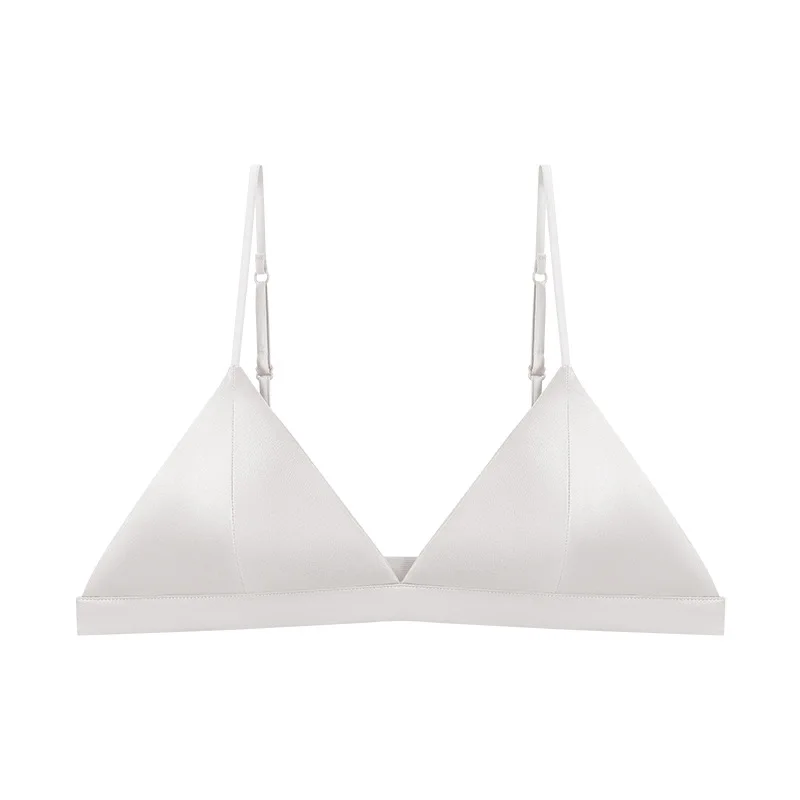 Women’S Sexy Breathable Ultra-Thin Bra No Steel Ring Push-Up Lingerie Backless Intimate French Style Mulberry Silk Underwear