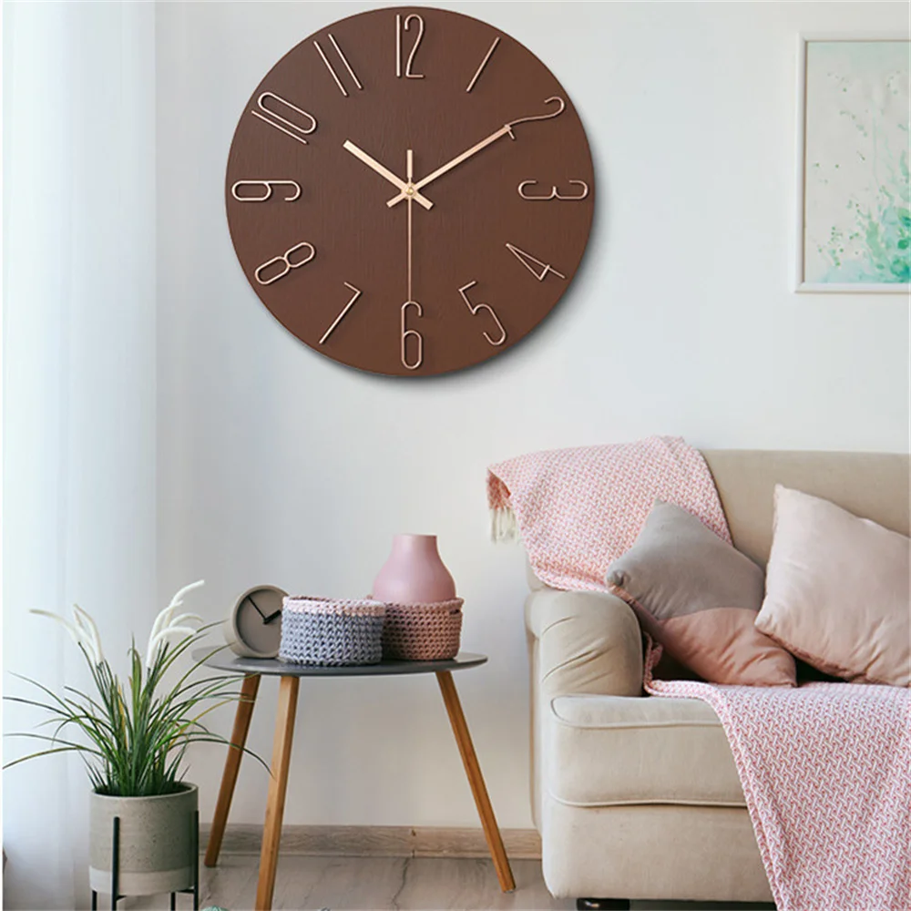 Decorative Plastic Gold Large Number Wall Clock 30cm Blue Coffee White Black Green Decoration Kitchen Modern Design Wall Hanging