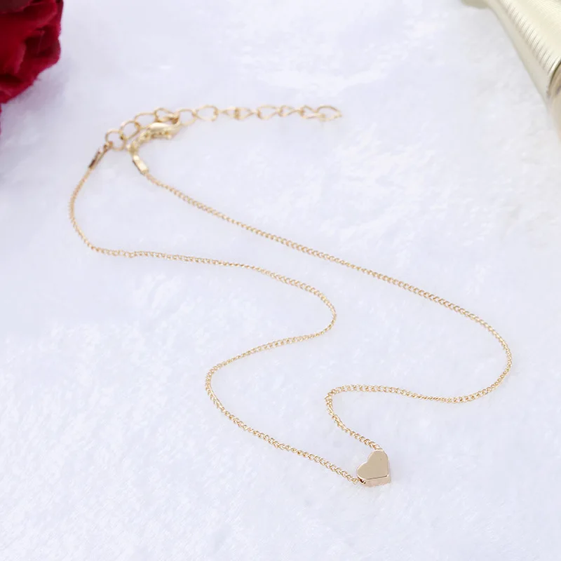 Fashion Gold Color Cute Love Heart Triangle Round Design Pendant Necklace For Women Exquisite Gift Wholesale Dropshipping