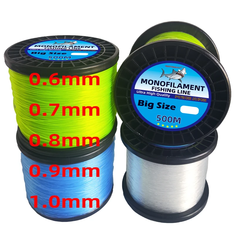 500M Monofilament Nylon 0.6/0.7/0.8/0.9/1.0mm Duży rozmiar żyłki wędkarskiej Wędkarstwo morskie Duża gra Żyłki wędkarskie Grube artykuły wędkarskie