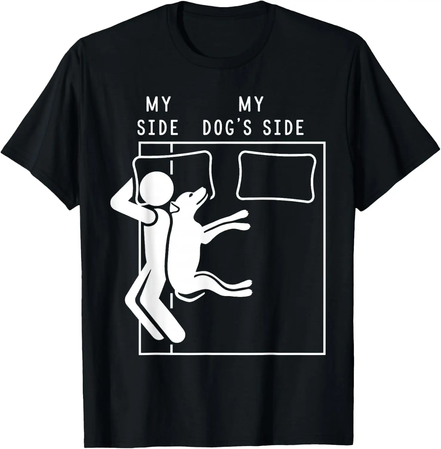 My Dog's Side Bed Sharing T-Shirt Premium heavyweight pure cotton—stylish, versatile, and unisex; a perfect Christmas gift suitable for year-round wear.