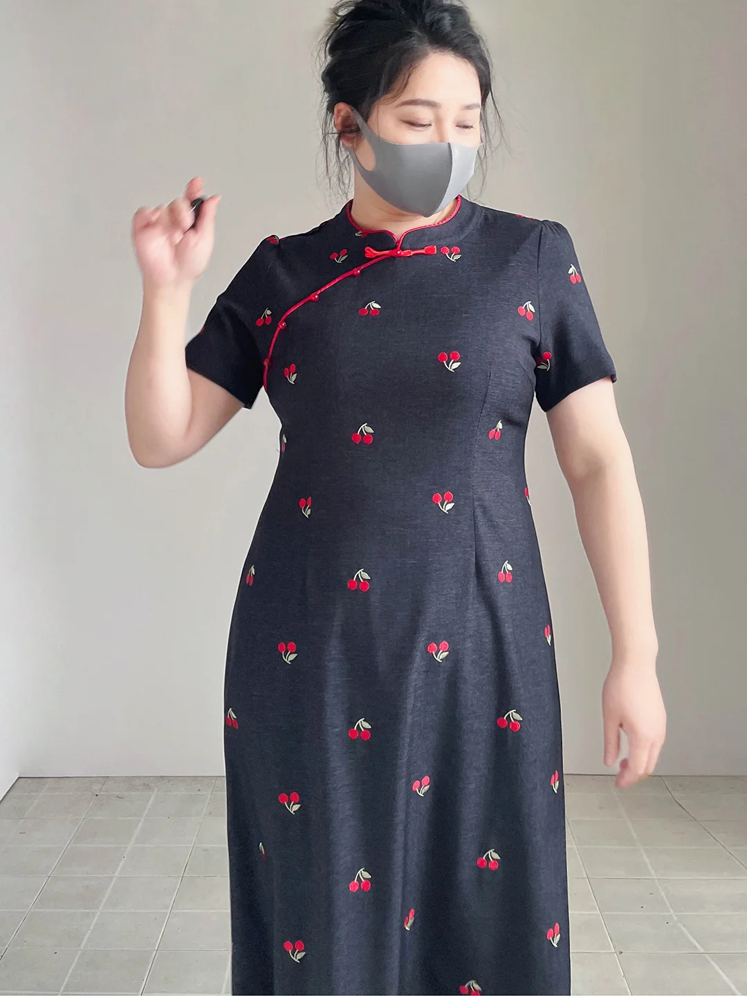 

plus Size Long Qipao Dress Beautiful Slimming Belly Covering New Chinese Style Summer Dress for plus Size Women