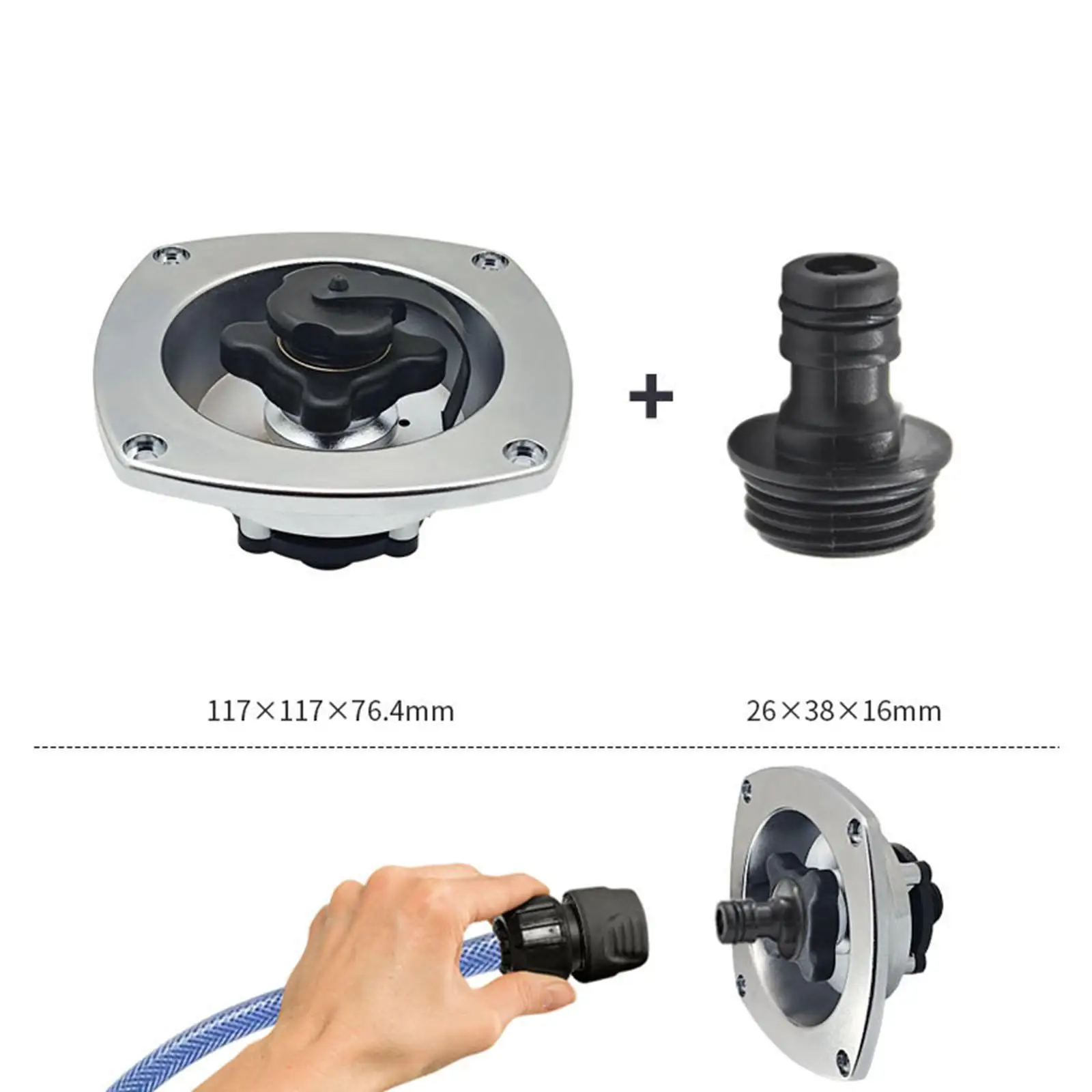 Plastic RV Water Inlet Accessory with Check Valve Universal Water Fill Dish Good Sealing for Camper Trailer Van