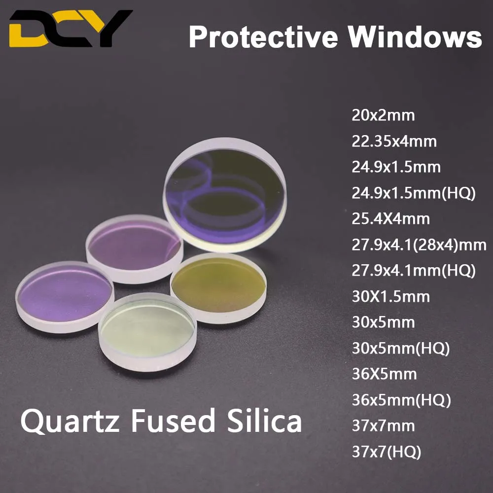 Laser Protective Windows 20*2 22.35*4 27.9*4.1 30*5 36*5 37*7 1064nm Quartz Fused Silica For Precitec Raytools WSX Bodor