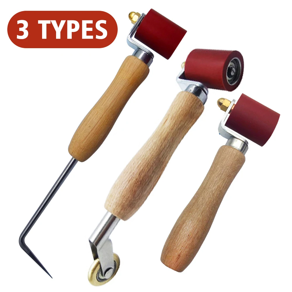 Swpeet 1Pcs 26Mm Heavy Duty Lederen Druk Naad Roller Assortiment Kit, Lederen Druk Lamineren Roller Edge Roller Lederen Edge Creaser en Smoother Platen Tool voor Leer