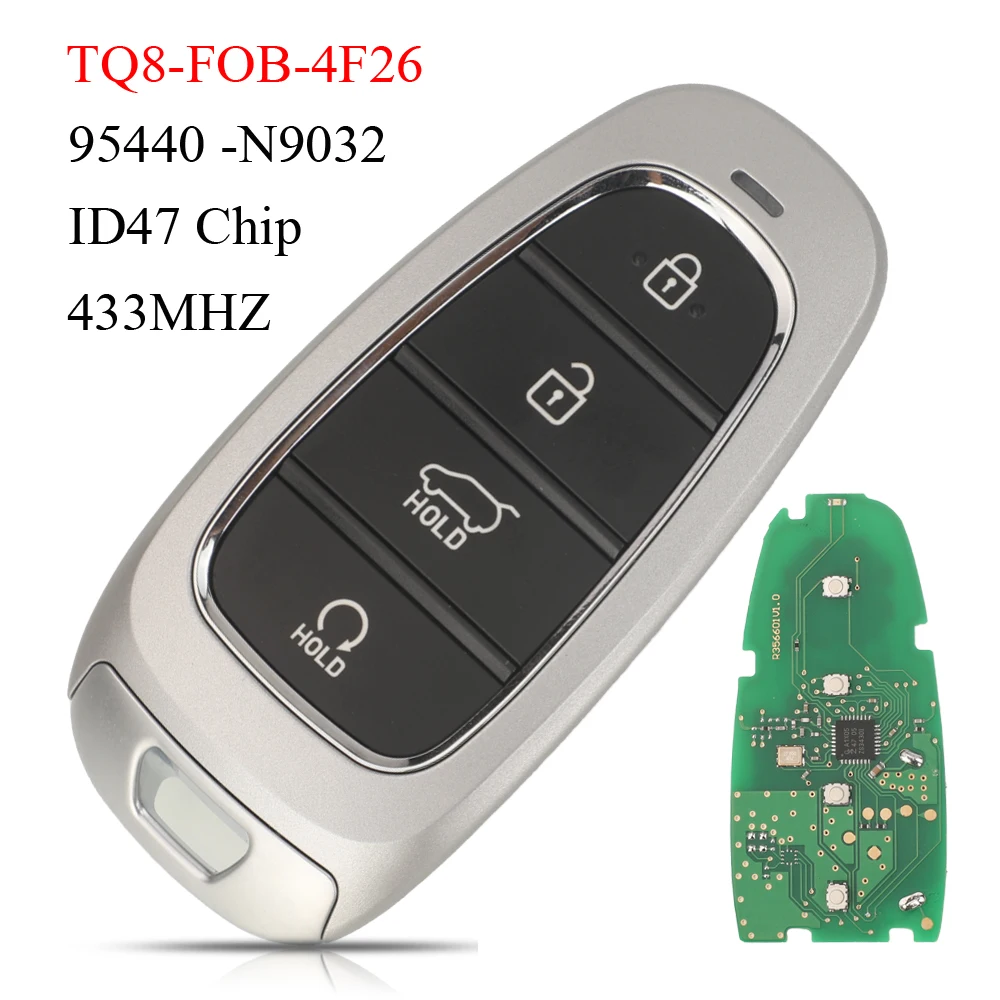 

jingyuqin 4 Buttons 433MHz HITAG 3 ID47 Chip Keyless Go Control Fob Smart Remote Car Key 95440-N9032 For Hyundai Tucson 2022