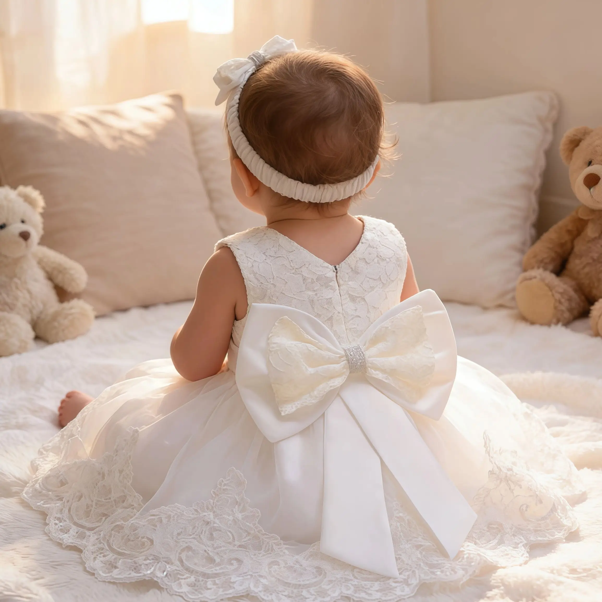 LZH Baby Girl Dress Newborn Clothes Princess Dress+Headwear For Toddler Birthday Wedding Christening Infant Party Christmas Gown