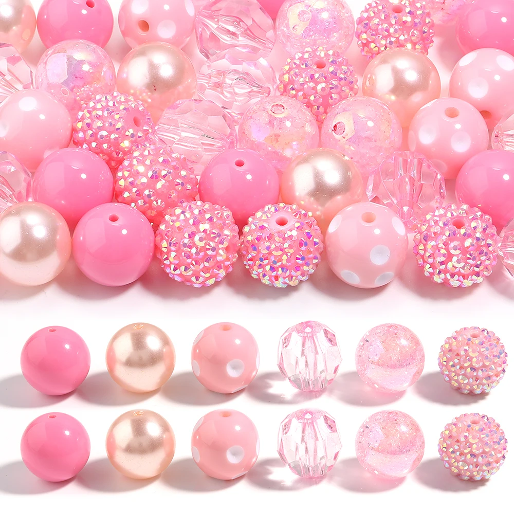 

12Pcs Same Color Series Beads 20mm Round Loose Spacer Beads for Craft Making Accessories DIY Bracelet Earrings Key Phone Chain