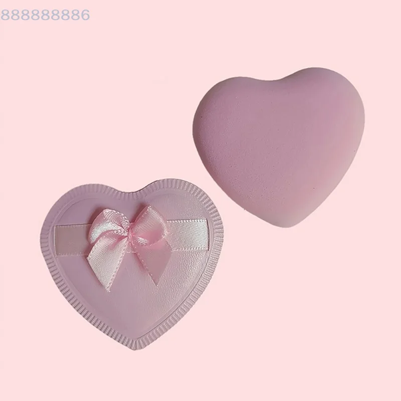 2/5 قطعة للاستخدام الجاف والرطب ماكياج الإسفنج على شكل قلب القوس القطن الحلوى وسادة هوائية مسحوق نفث