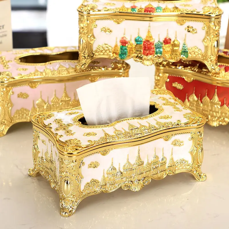 Creative European-style castle tissue holder storage box retro acrylic paper box high-end cafe home kitchen fashion paper box