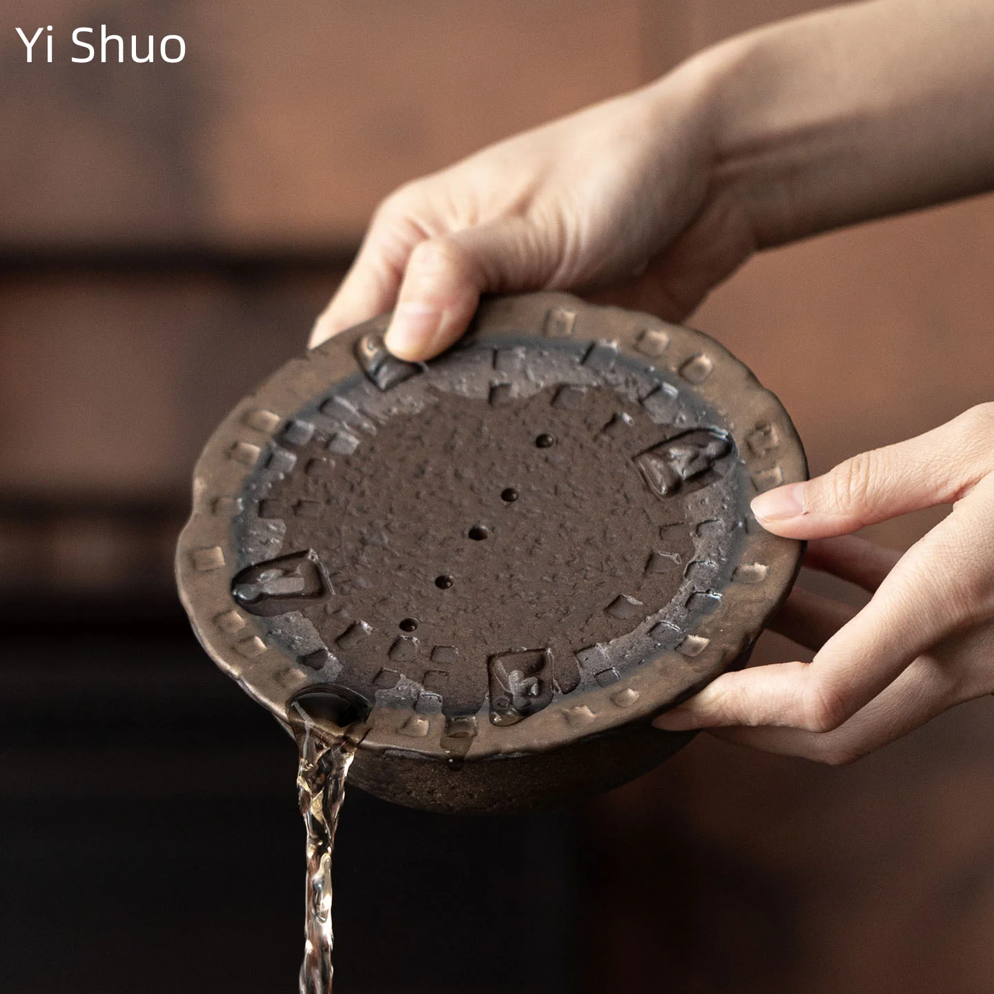 

Ancient Burnt Dunhuang Zen Dry Bubble Tray Round Teapot Holder Teapot Stand Tea Set Accessories Tea Table Ceramic Tea Tray