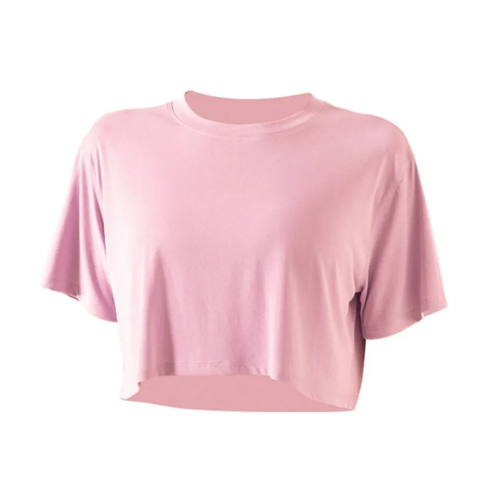 

Loose Fit Yoga Sports Tops Short-Sleeved T-shirts Exercise Crop Top Lightweight Quick-Drying Fitness Clothes Outdoor Training