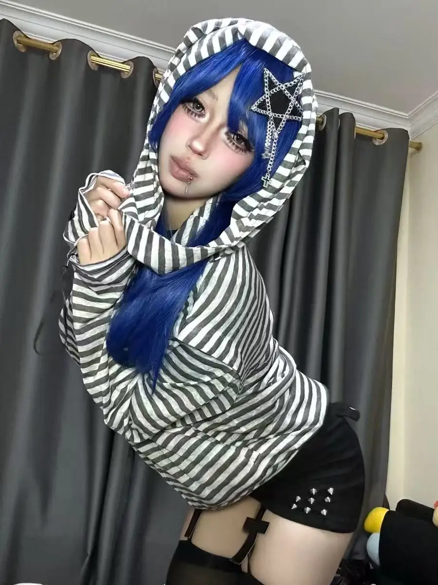 グリッタースターヘアクリップラインストーン女性ガールズ Y2k 星型チェーンクロスバレッタロリータヘアアクセサリー