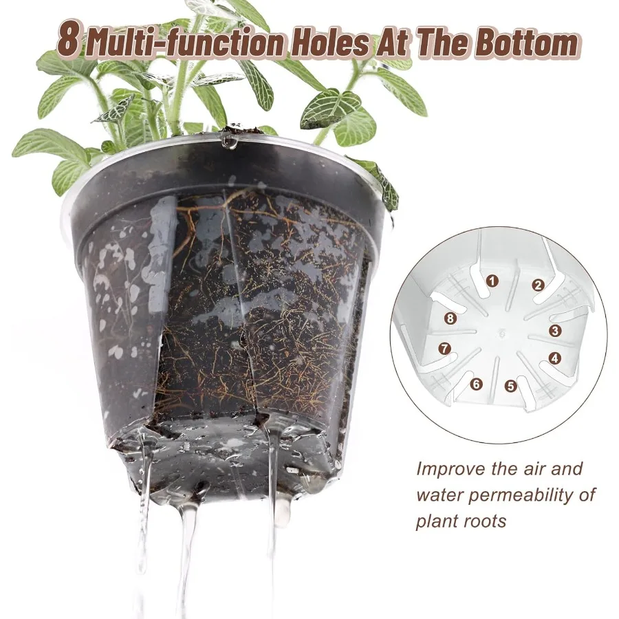 أوعية حضانة شفافة مع تصريف 30 عبوة 10 8.5 7 6 5 4 أوعية حضانة أوركيد بلاستيكية للنباتات مع 30 ملصق نباتي للشتلات