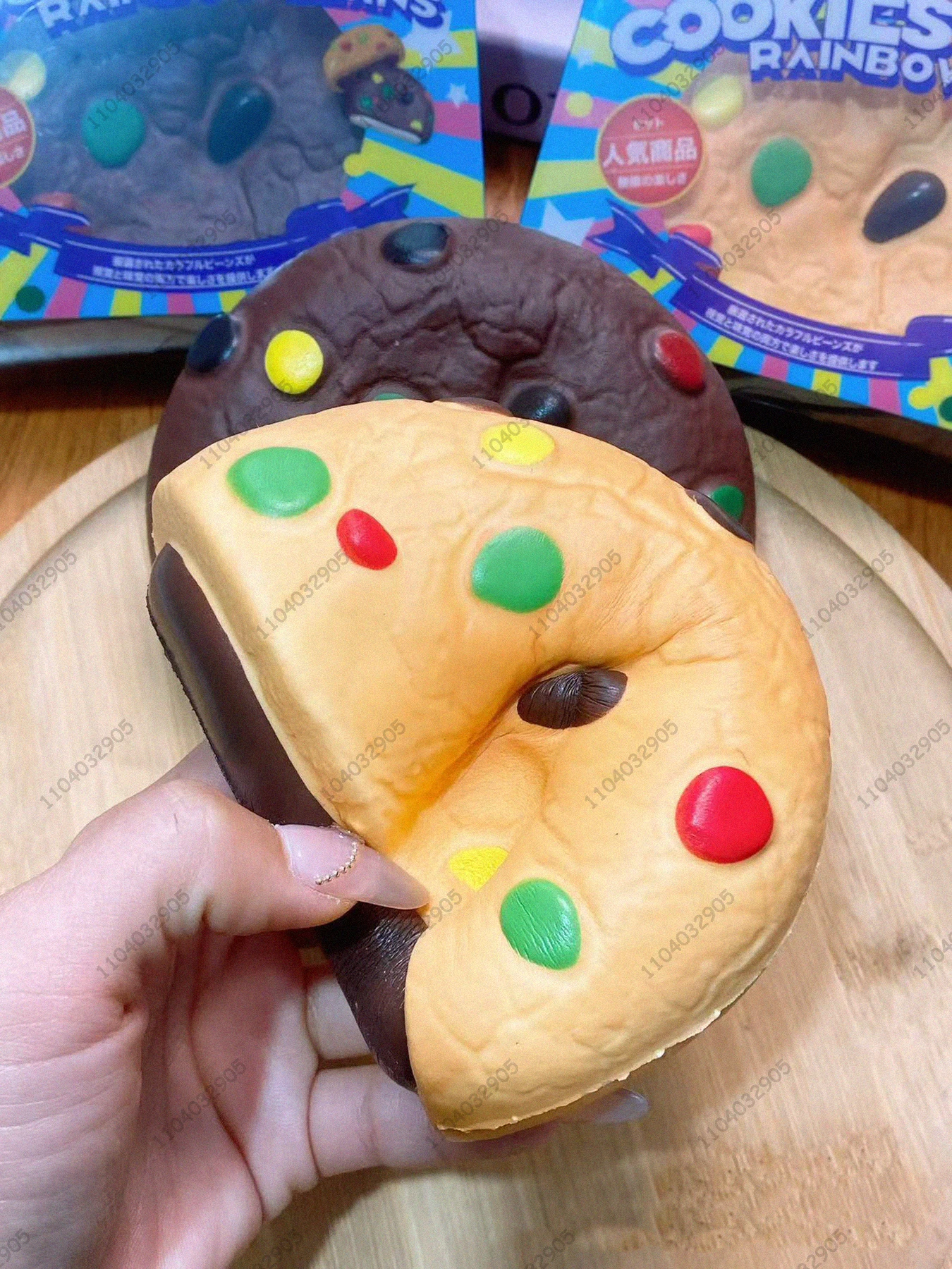Chocolate Cookie Biscuit Slow Rising Squishy Rainbow Bean Cookie Dough Squeeze Toy Anti Stress Release Hand Relax Gift Toy