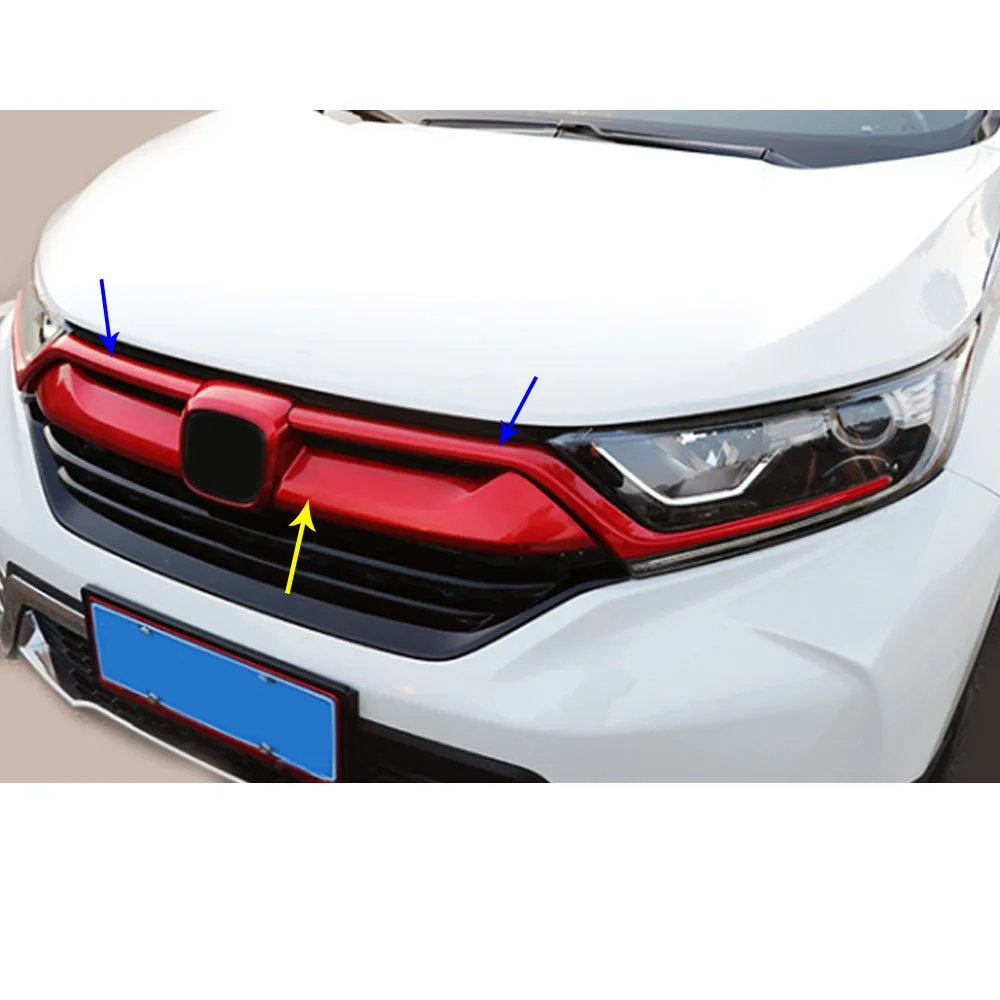Cover ABS Trim Front Logo Mark Decorative Mark Grid Grill Grille Racing Frame Stick For Honda CRV CR-V 2017 2018-2020 2021-2022