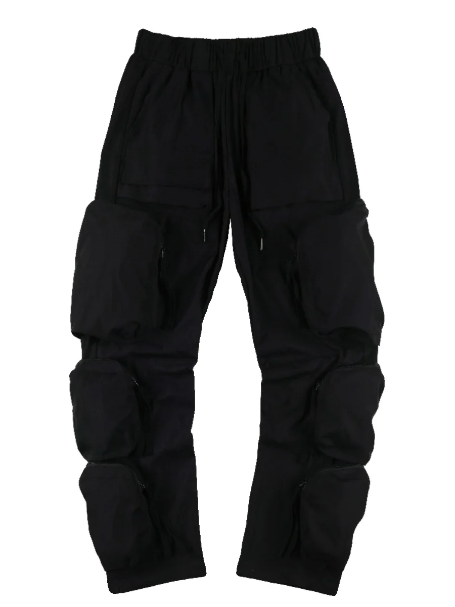 Tendencia de pantalones casuales de tobillo sueltos para hombres estilo American High Street con múltiples bolsillos