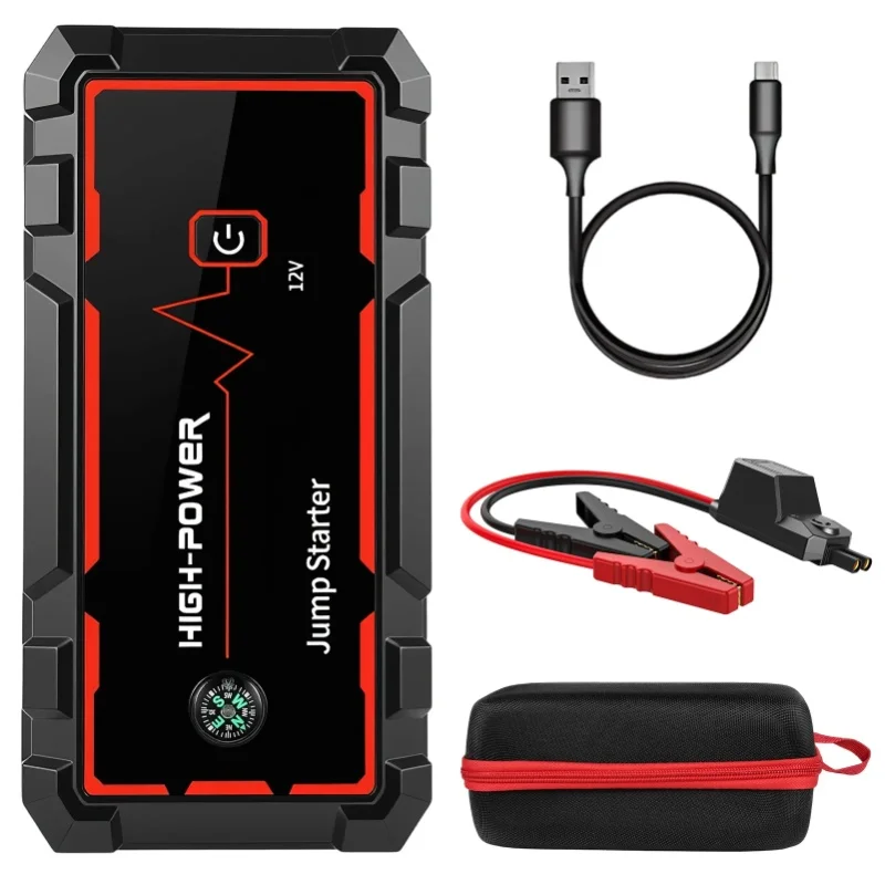 Urządzenie do uruchamiania samochodów 4-w-1 o pojemności 8000 mAh, przenośny kompresor powietrza 150 PSI, power bank z funkcją wspomagania akumulatora 12V oraz awaryjną latarką LED do samochodów — 2