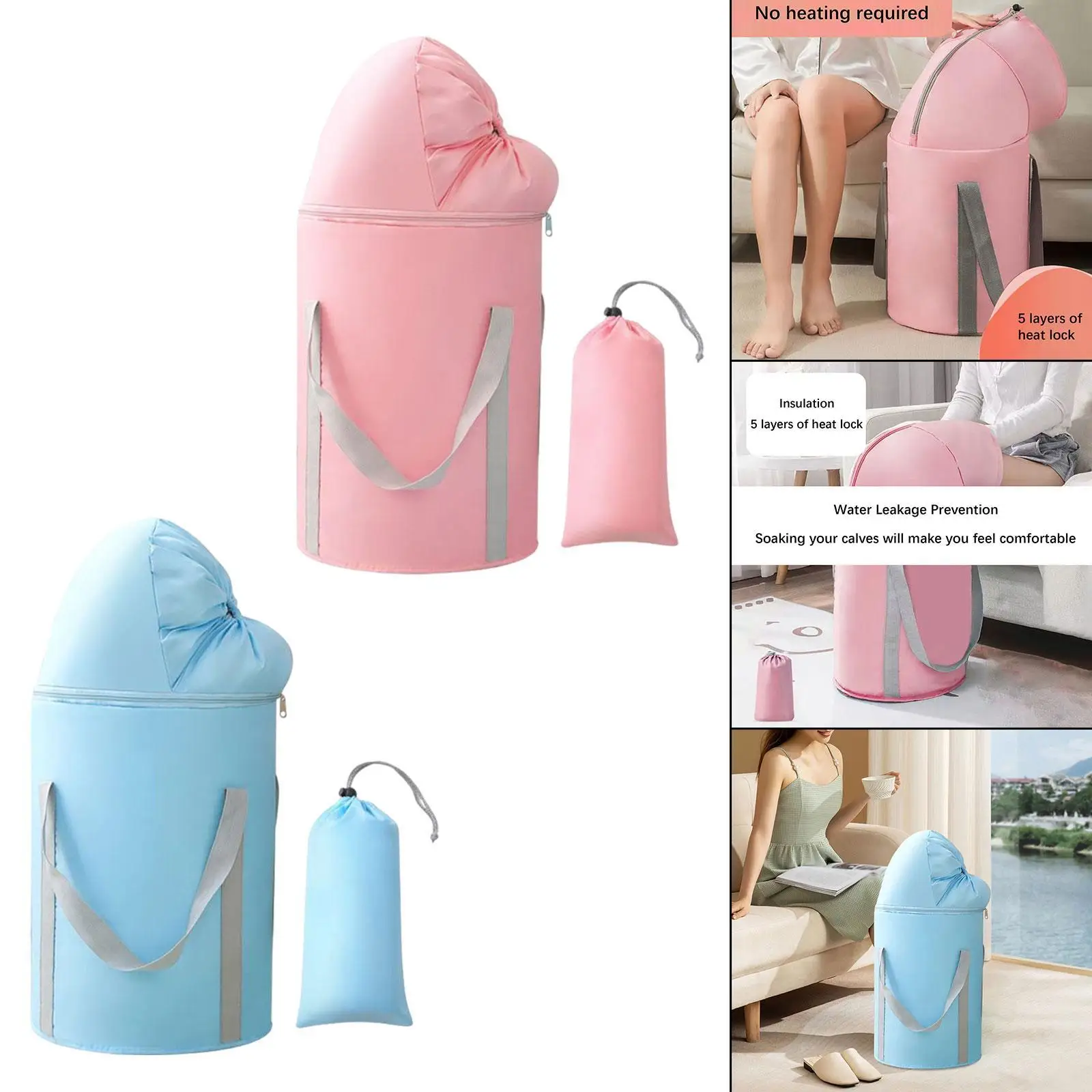 Household Foot Bath Bag Lightweight with Handles Folding Practical Foot Soaking Bucket for Hotel Apartment Outdoor Camping Home