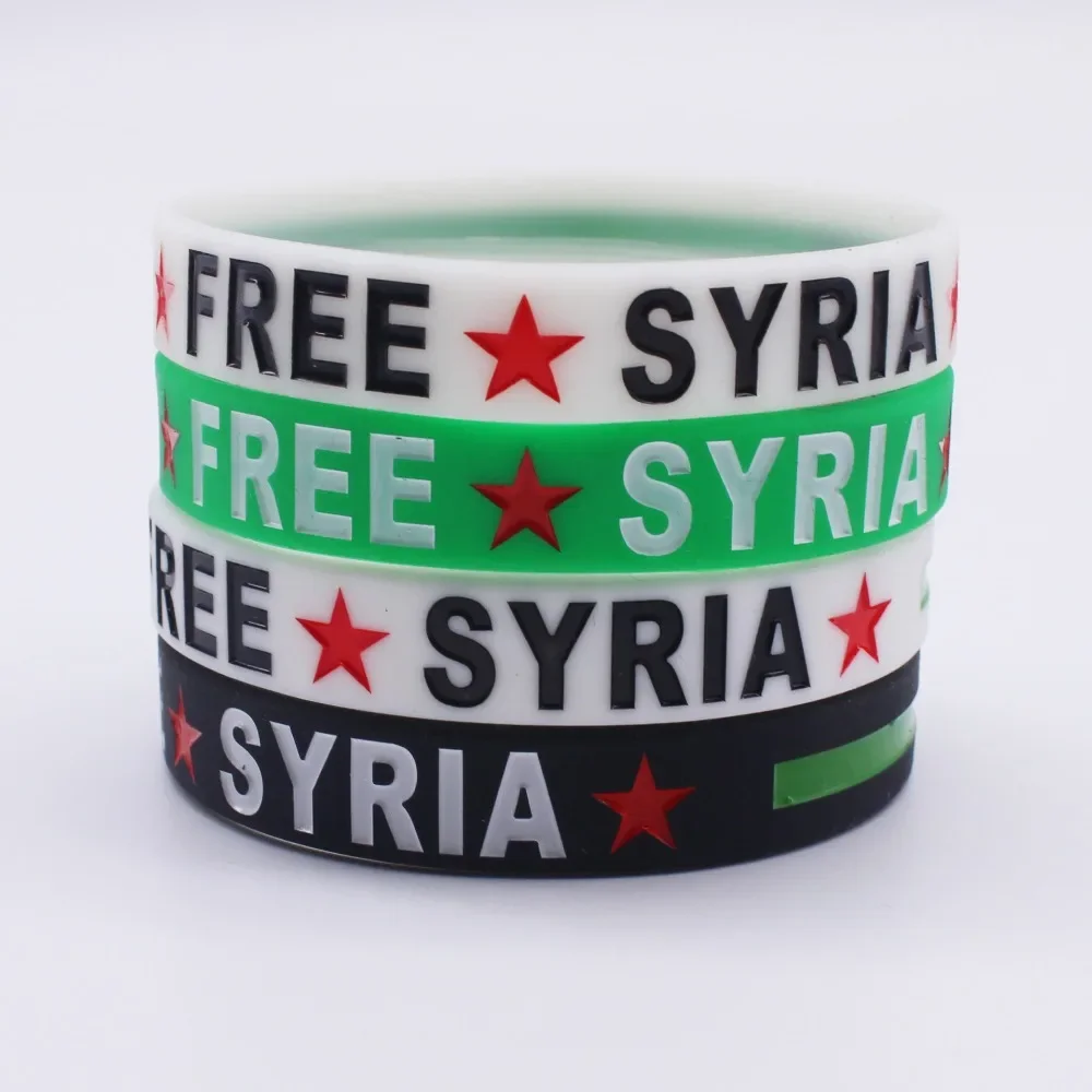 Free SYRIA Flag Wristband Love Peace Cheering Debossed Letter Star Silicone Bracelet Women Men Jewelry 2025