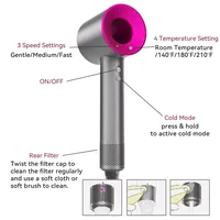 Negative ion hair dryer with high speed and no blades High power silent and quick drying Portable, suitable for home and travel