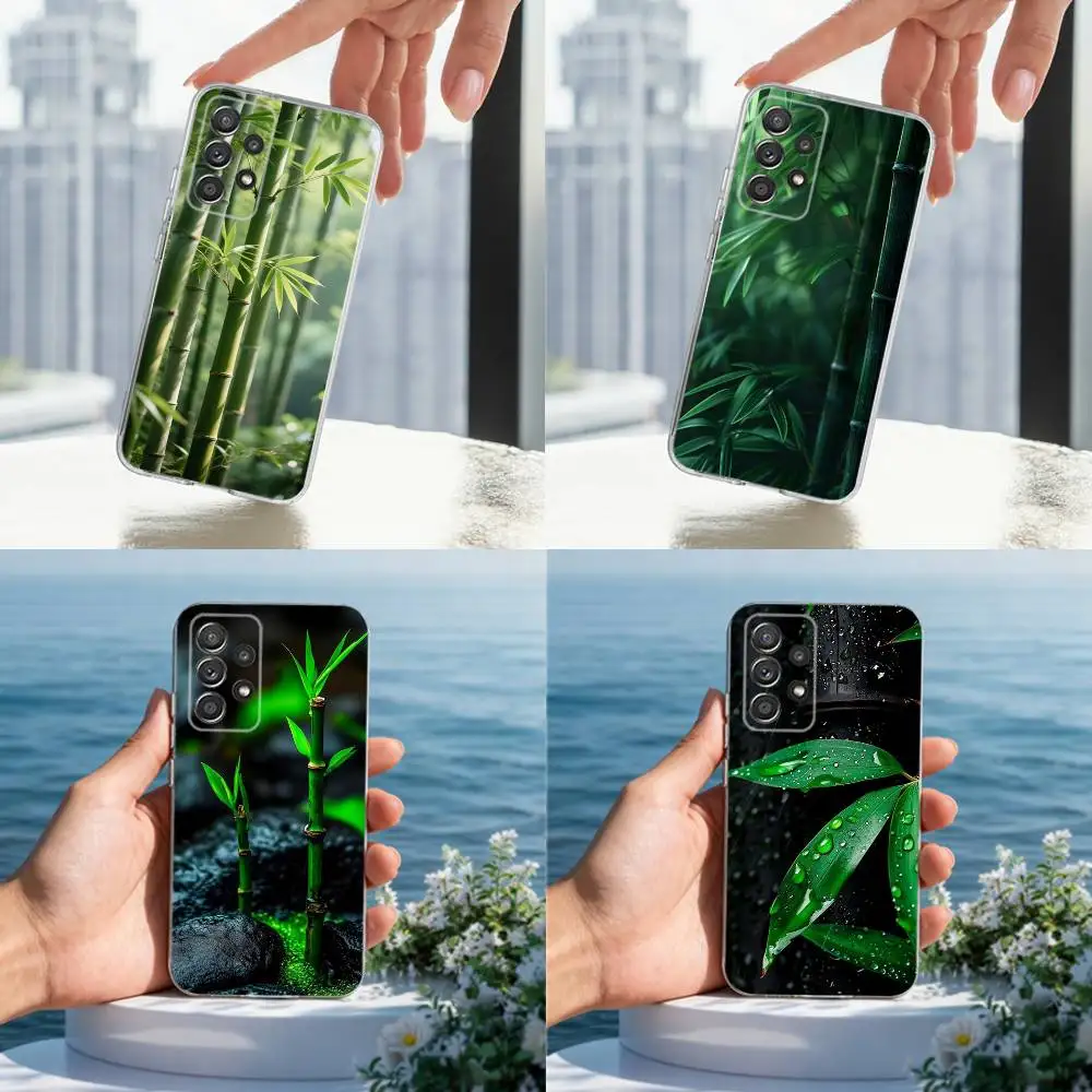 

Plants Green Bamboo Phone Case For Samsung A51,71,30,S21,10,20,Ultra,FE,Lite, S22,23,9,PIus,Transparent, Silicone
