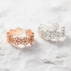 925 Sterling Silver Hollowed Flower Adjustable Rings For Women Wedding Engagement Stackable Ring Luxury Jewelry Accessories