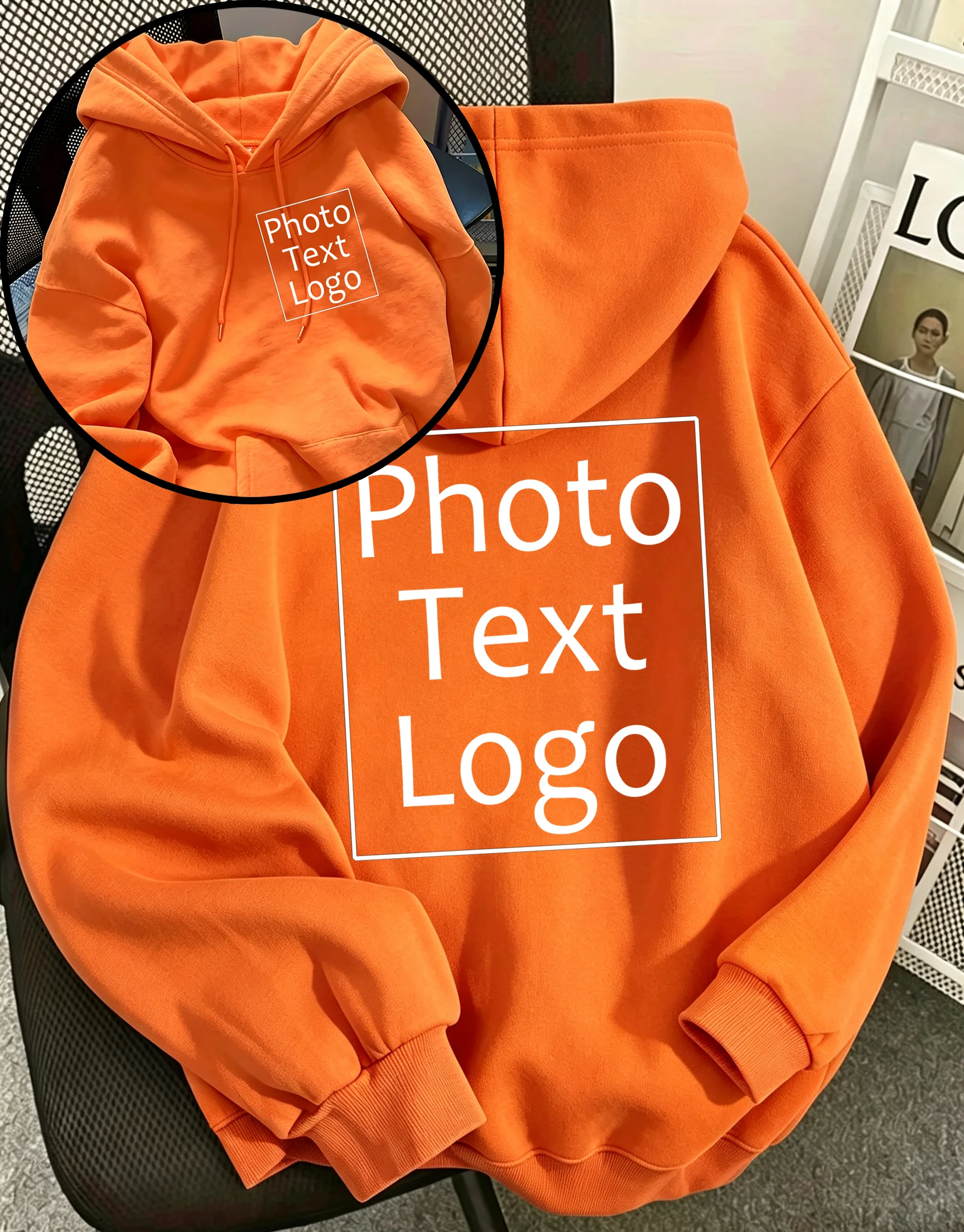 Woman Personalized Custom Design Hoodies Autumn Casual Loose Pullovers Pocket All-Match Clothing Warm Sport Fashion Streetwear