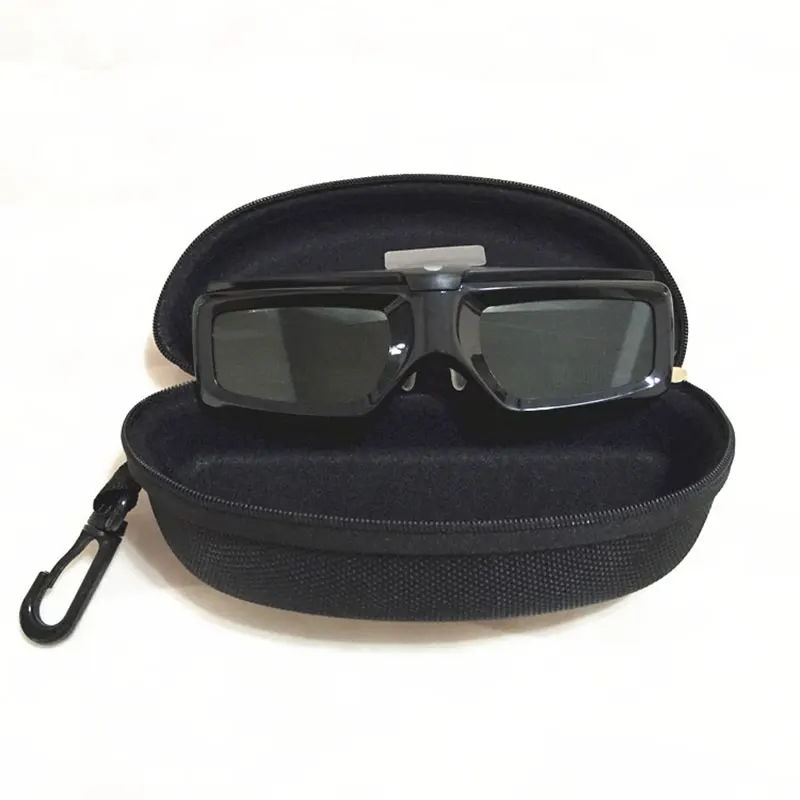 2Pcs Set Zipper Hard Shell Sunglasses Cases Portable Travel Eyeglasses Cases with Plastic Hook for Men Women