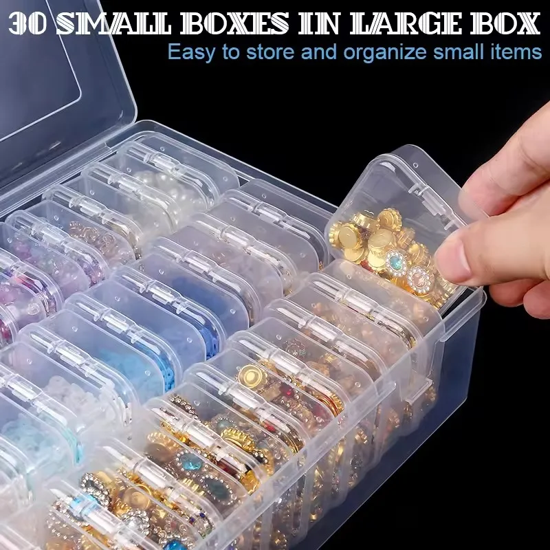 

27Pcs Mini Transparent Plastic Storage Box Multifunctional Storage Box Nail Art Jewelry Rhinestone Mosaic Storage Container