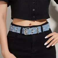 2026New Fashion Luxury Belt Black Punk Accessories Blue Denim Girdle HipHop Y2k Star Hollowed Pin Buckle Waistband，For Men Women - Image 2