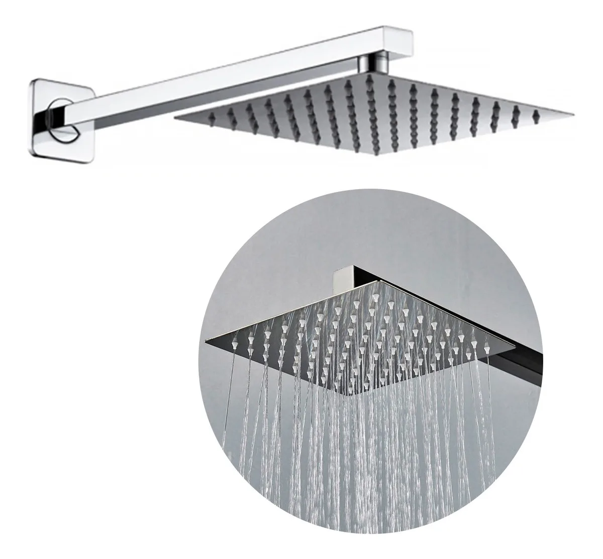 Shower Shower 20x20 Chrome Luxury Metal Arm 40cm Solar Gas Brinovar