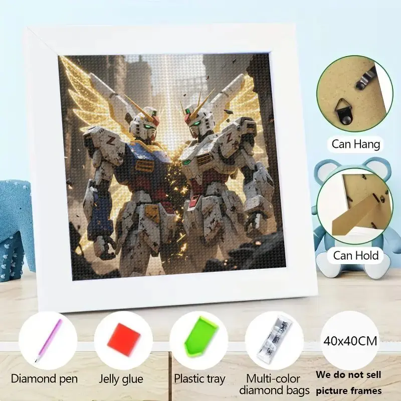 

1PC Gundam Mech 5D Diamond Painting Kit, DIY Full Drill Diamond Art for Adults Kids, Anime Robot Mecha Rhinestone Embroidery Pic