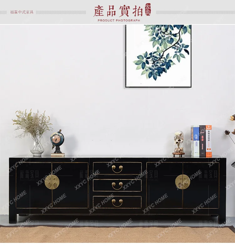 LL Chinese antique old blue four-door three-pump locker
