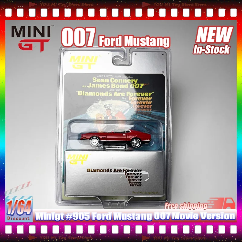 

In Stock Minigt 1:64 Ford Mustang #905 Customized Die-Casting Car Model From 007 Movie Collection Kid Toy Gift Miniature Vehicle