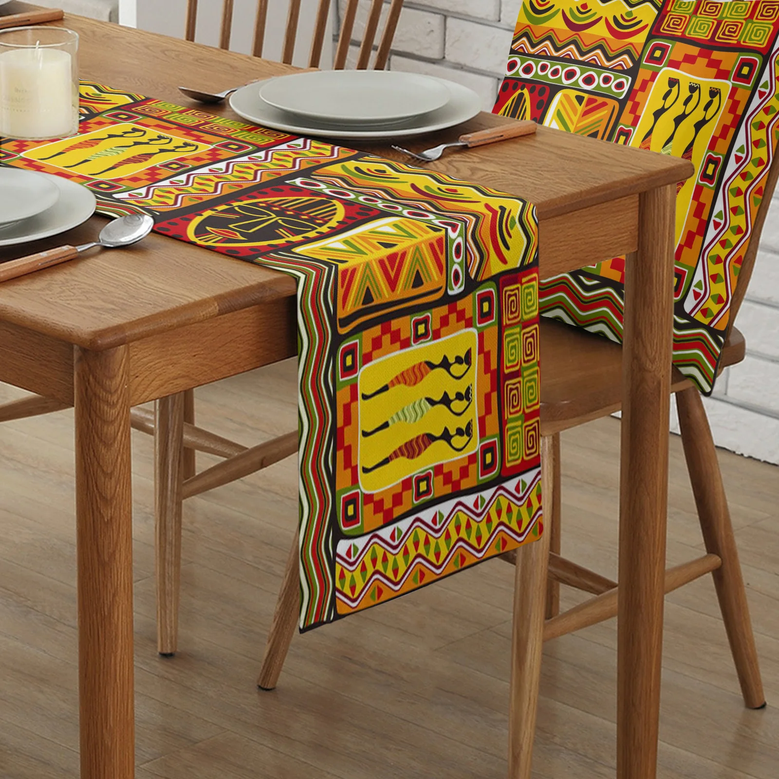 Color Art Of Afrikaner Women's Mask Table Runner Wedding Party Dining Table Cover Cloth Placemat Napkin Home Kitchen Decoration