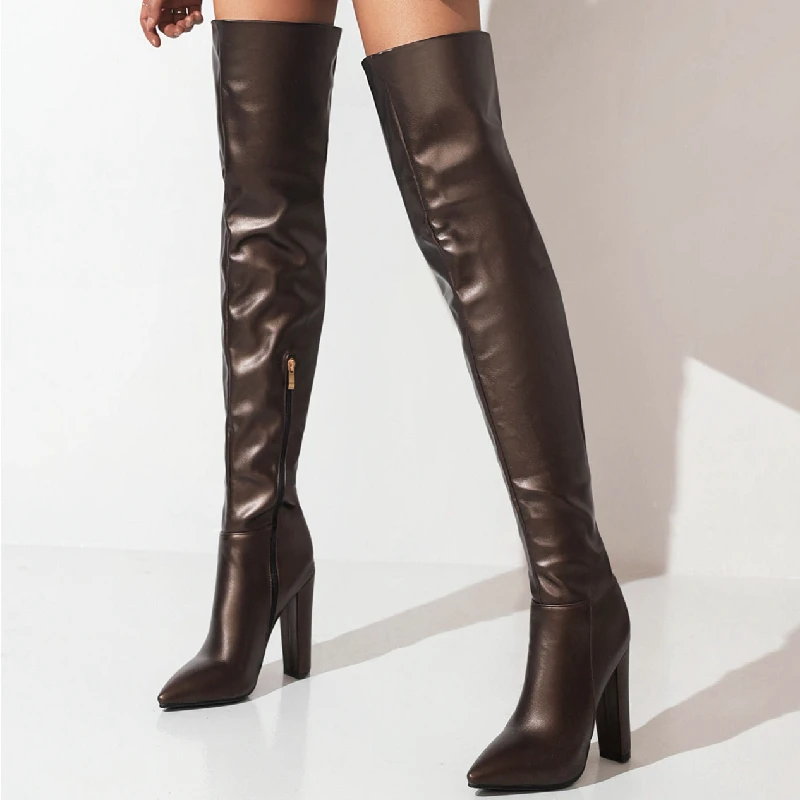 Fashion Over the Knee High Boots Women Shoes 2024 Winter Point Thigh High Boot Sexy Blue Green Party Dance Shoe Lady Big Size 48