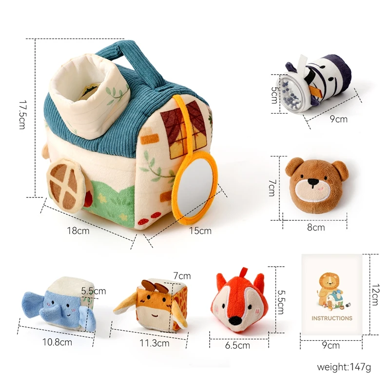 Montessori Stoffspielzeug Magische Baumwoll-Tierbox Kinder-Fingerübungs-Stoffbox Spielzeug Baby Pädagogische Aktivitäts-Sensorikbox